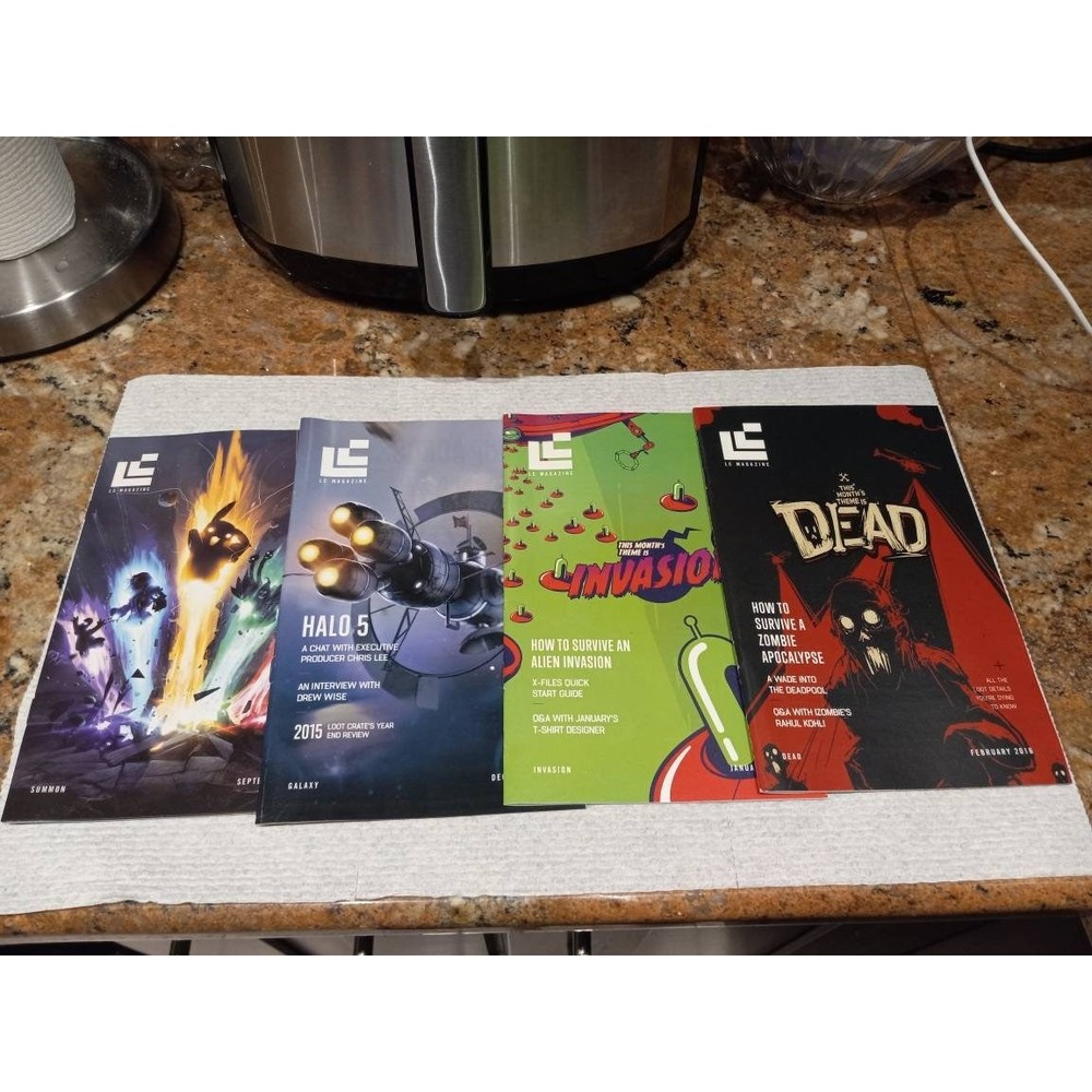 Lootcrate Collectible Magazines Set of 4. Sept/Dec 2015, Jan/Feb 2016.